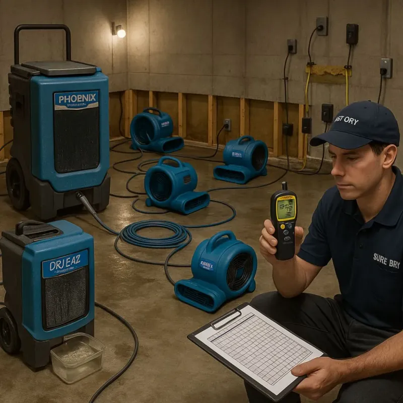 Structural Drying and Dehumidification process in Broomall, PA